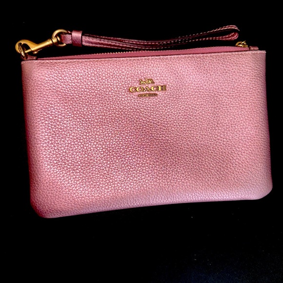 Coach Handbags - COACH Metallic Small Wristlet Metallic Pink One Size